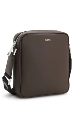 Reporter bag with silver-tone logo lettering