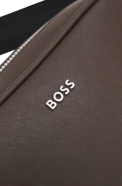 Reporter bag with silver-tone logo lettering