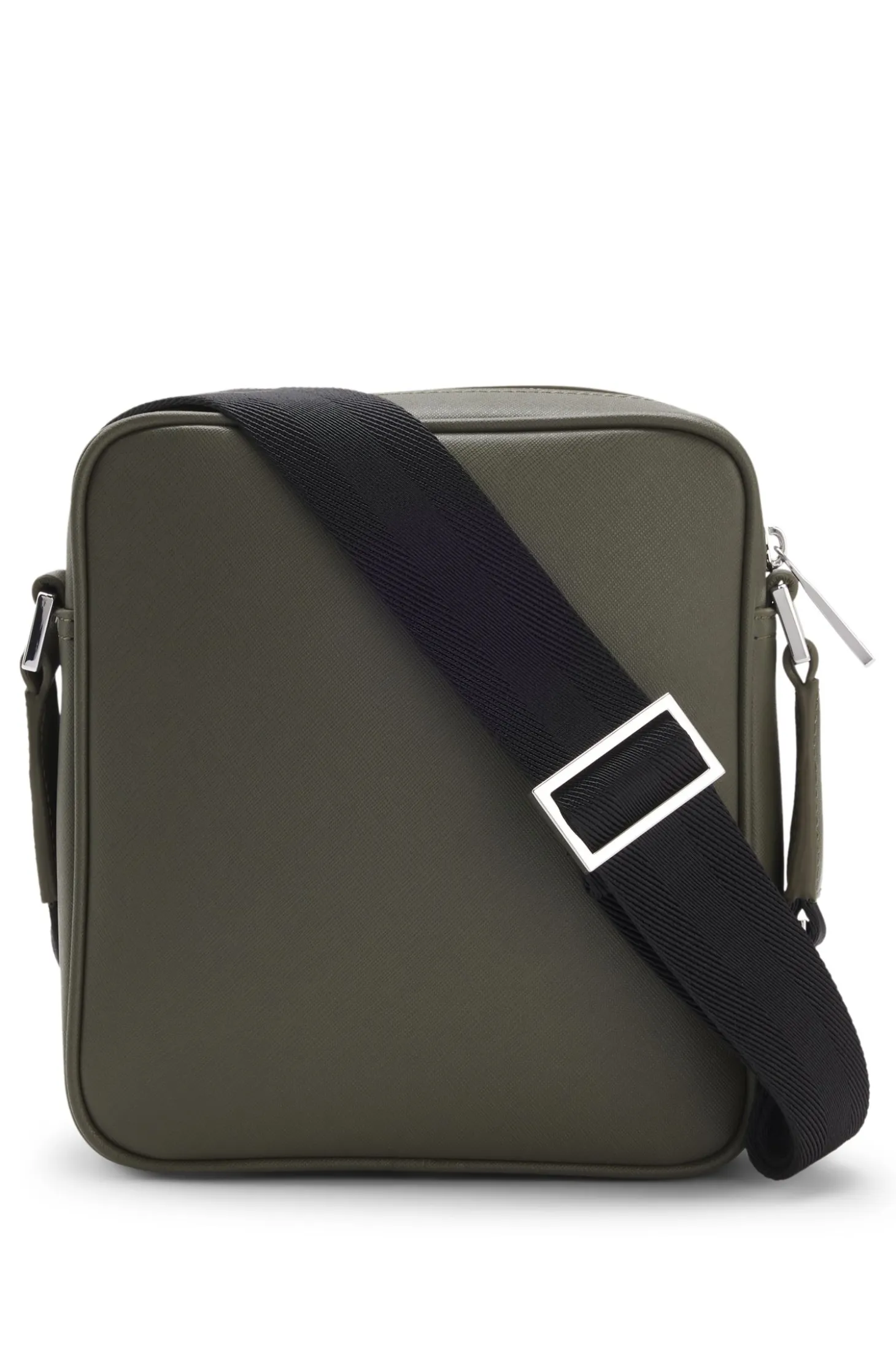 Reporter bag with silver-tone logo lettering