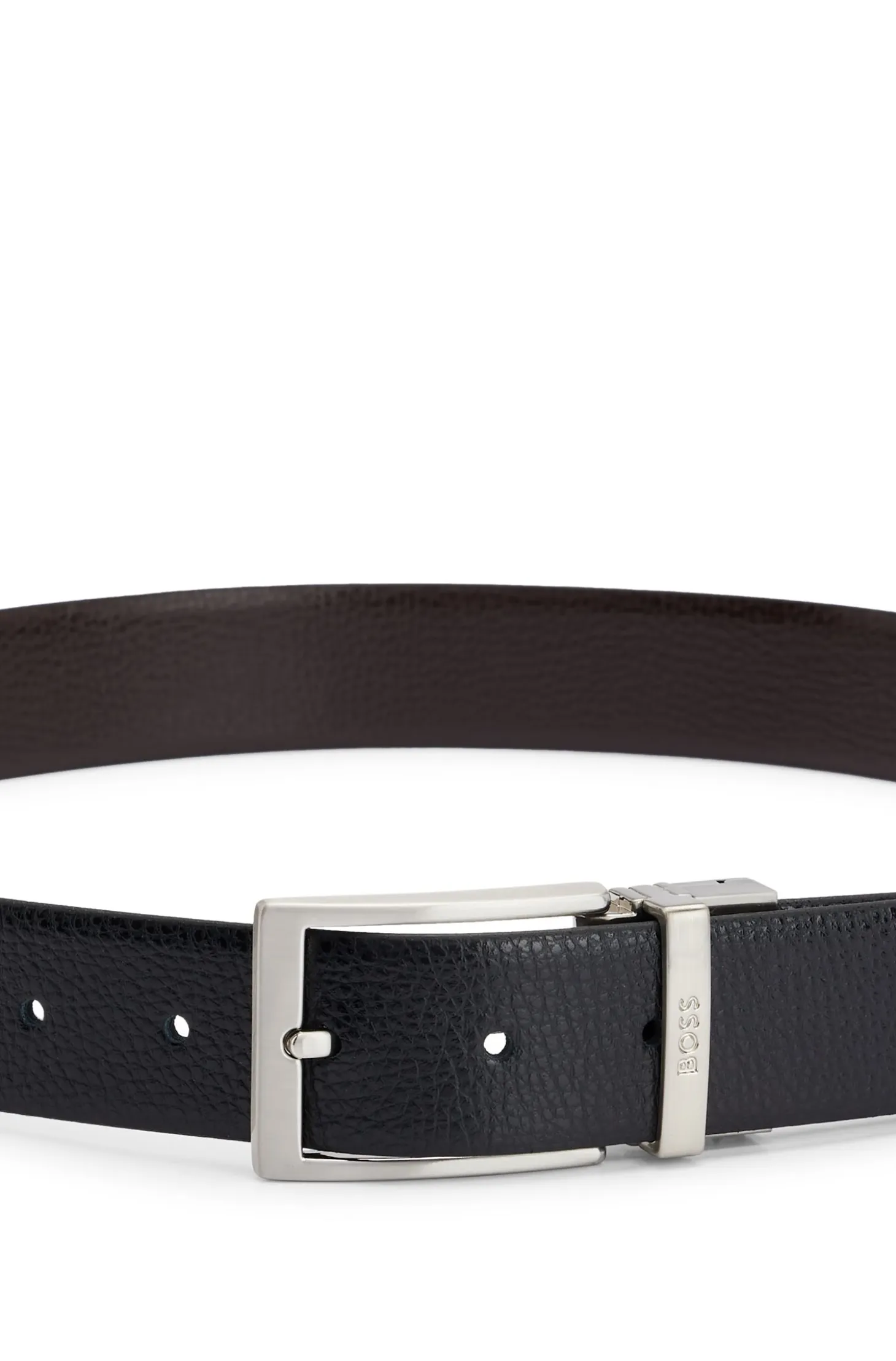 Reversible Italian leather belt with a pin buckle