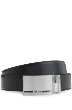 Reversible Italian-leather belt with two buckles