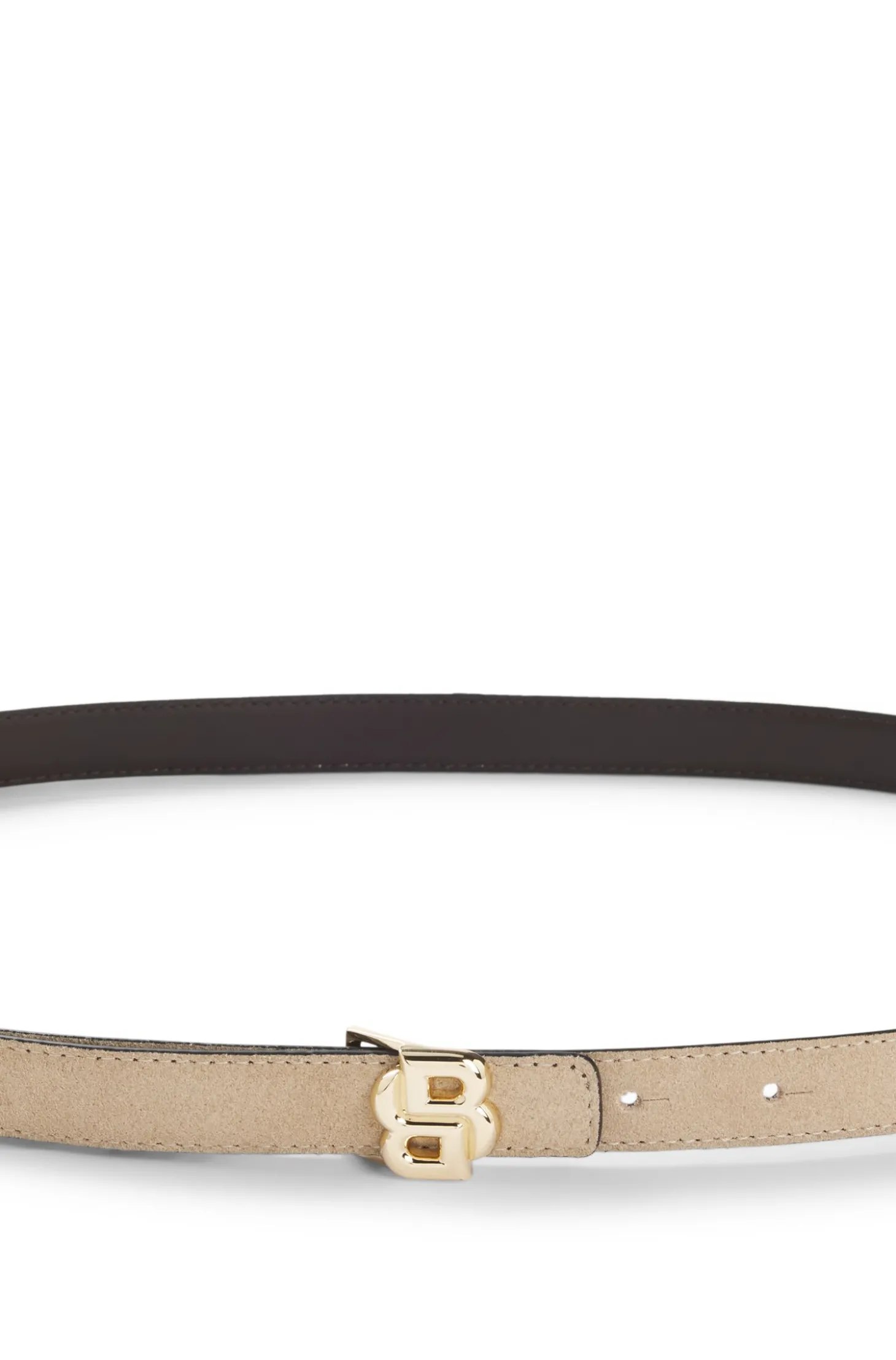 Reversible Italian-leather belt with light gold hardware