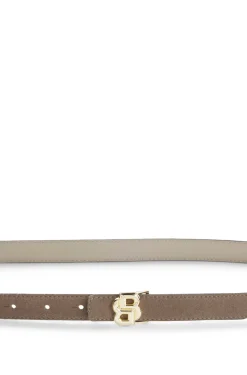 Reversible Italian-leather belt with light gold hardware