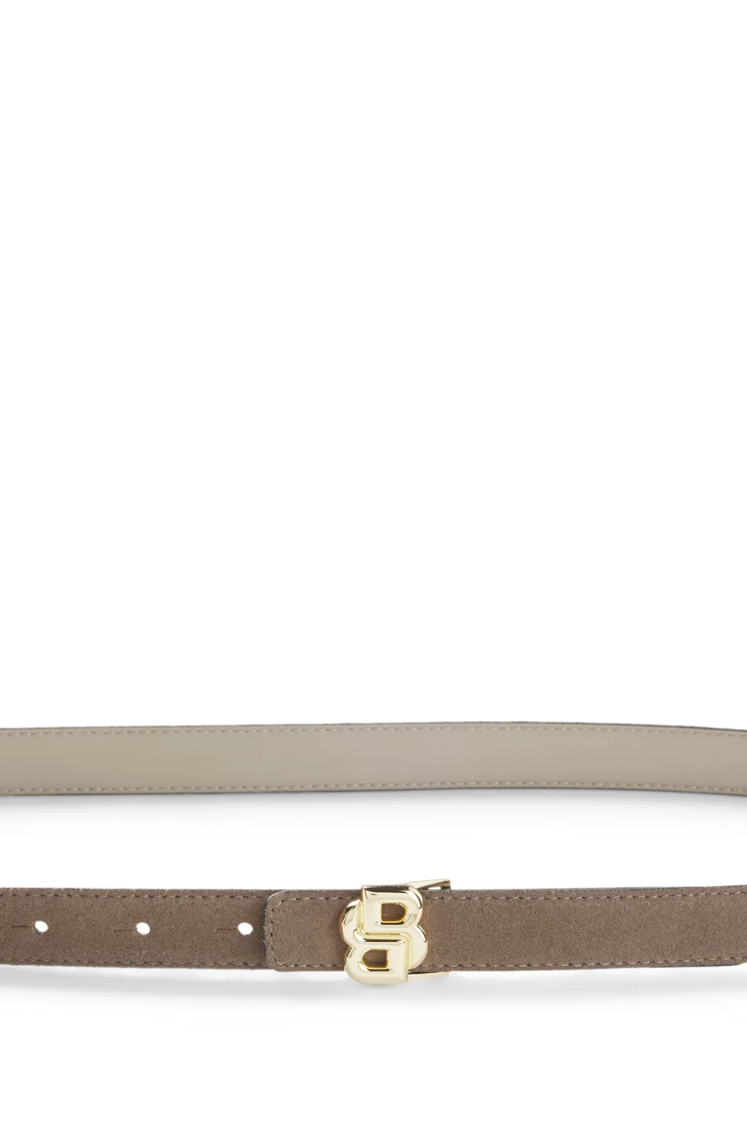 Reversible Italian-leather belt with light gold hardware