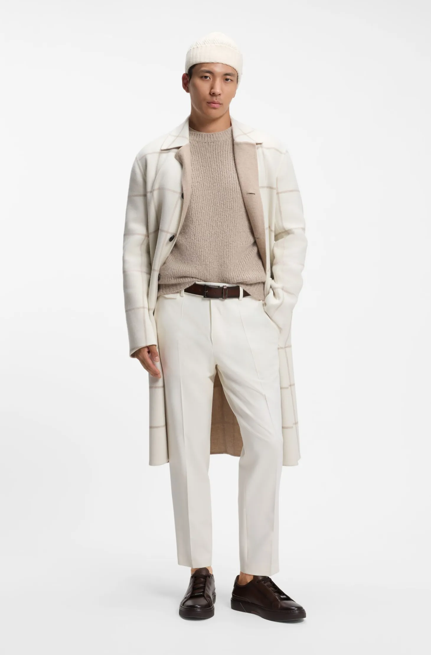 Reversible relaxed-fit coat in virgin wool and cashmere