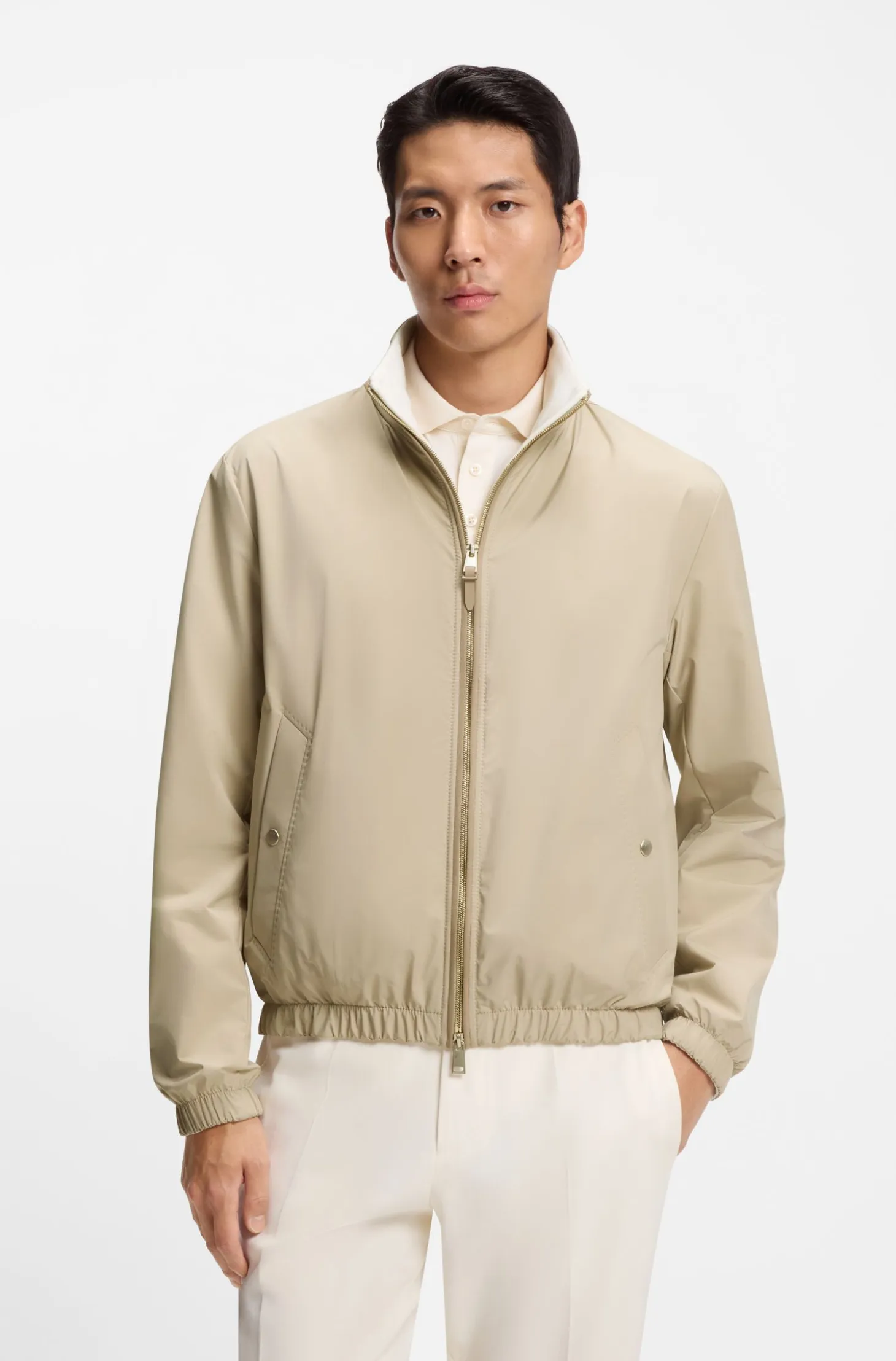 Reversible zip-up jacket in peached fabric
