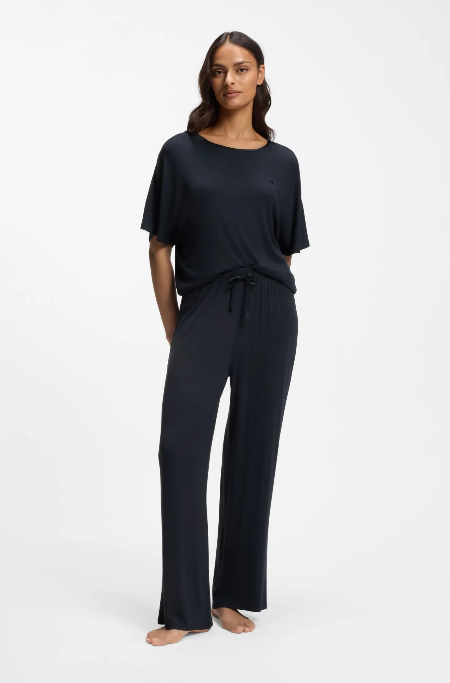 Ribbed-jersey pyjama top with Double B monogram