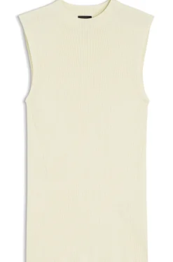 Ribbed-knit top with mock neckline