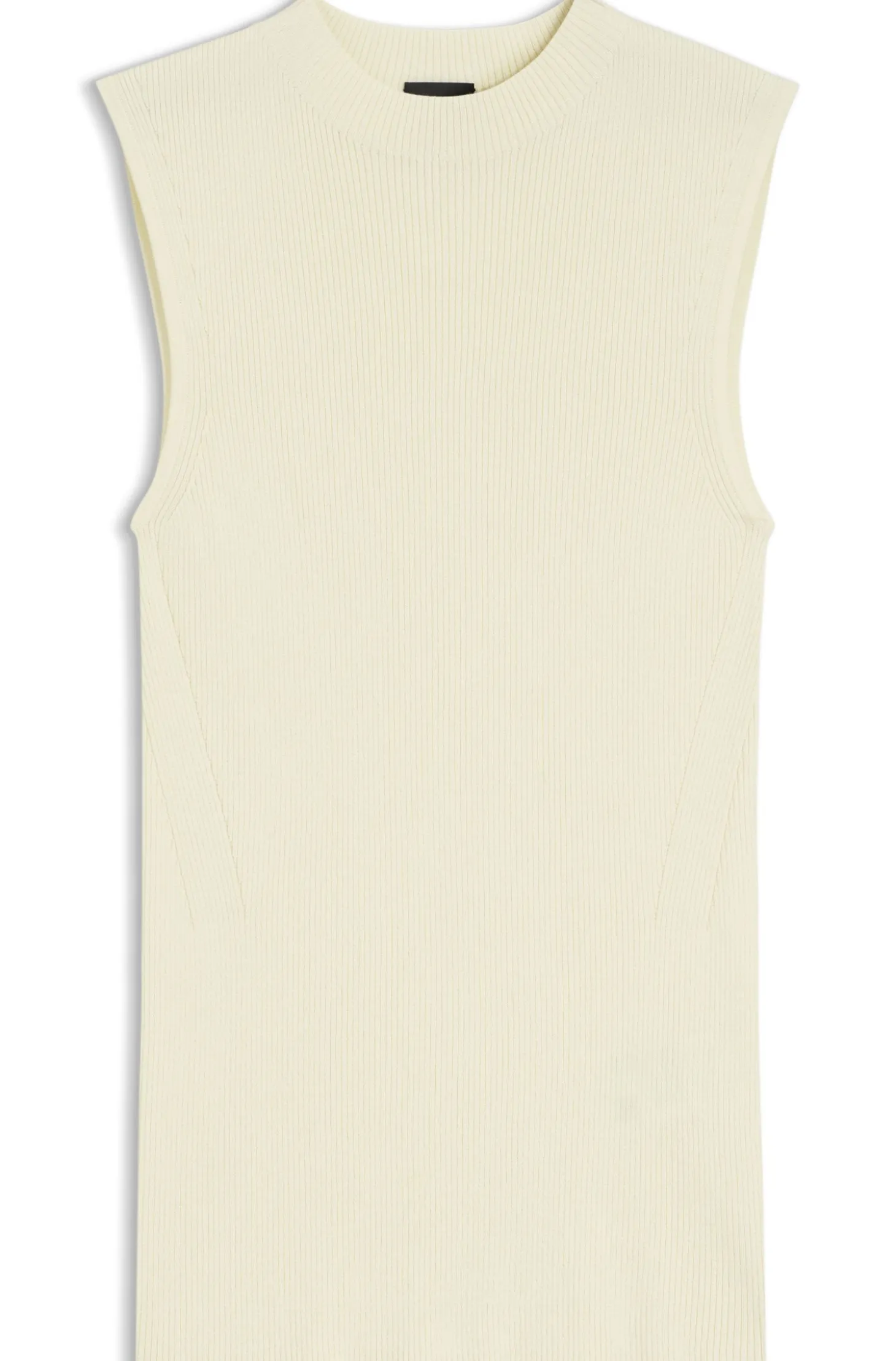 Ribbed-knit top with mock neckline