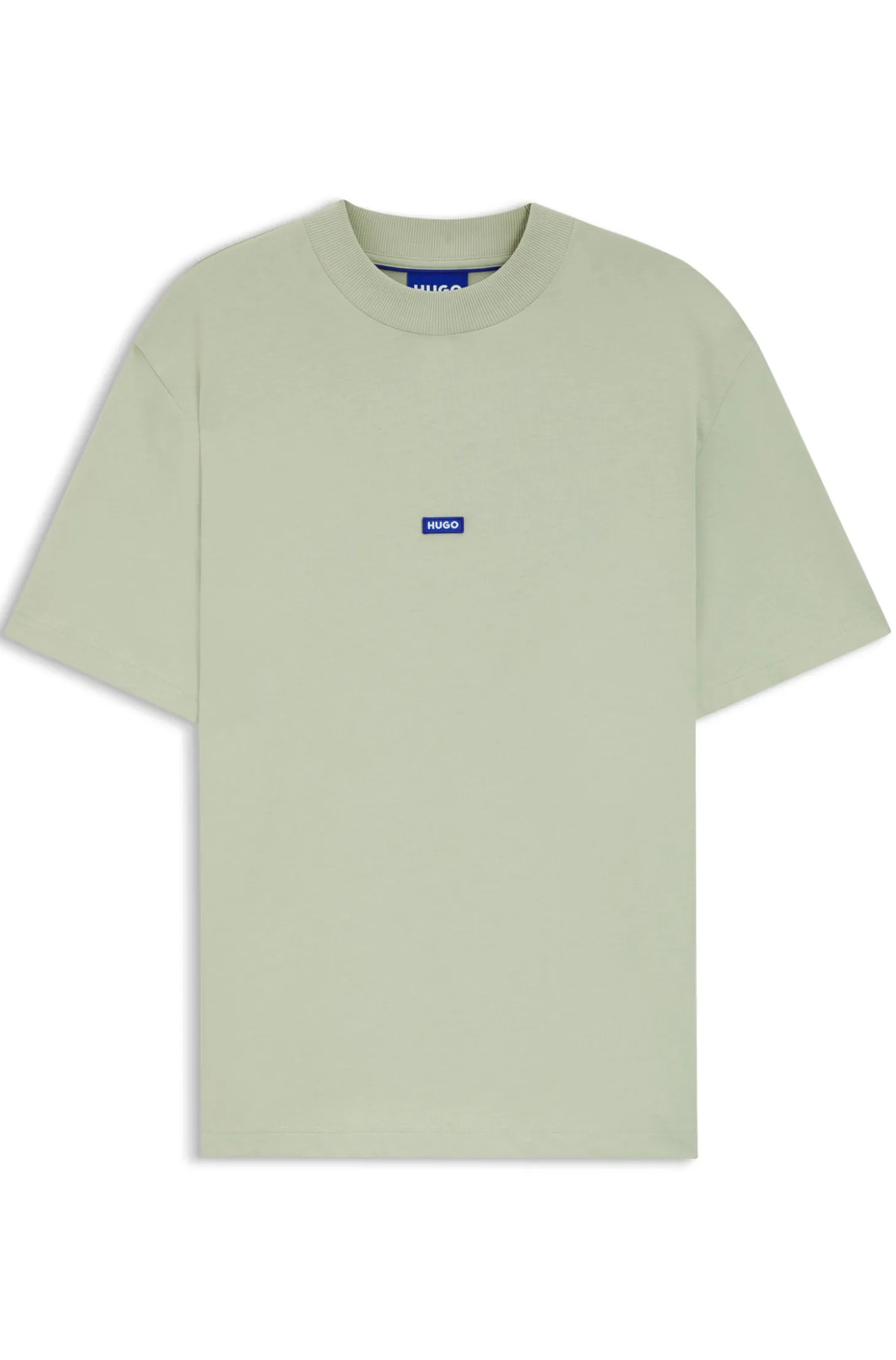 Ribbed-neck cotton T-shirt with logo badge