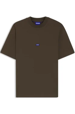 Ribbed-neck cotton T-shirt with logo badge