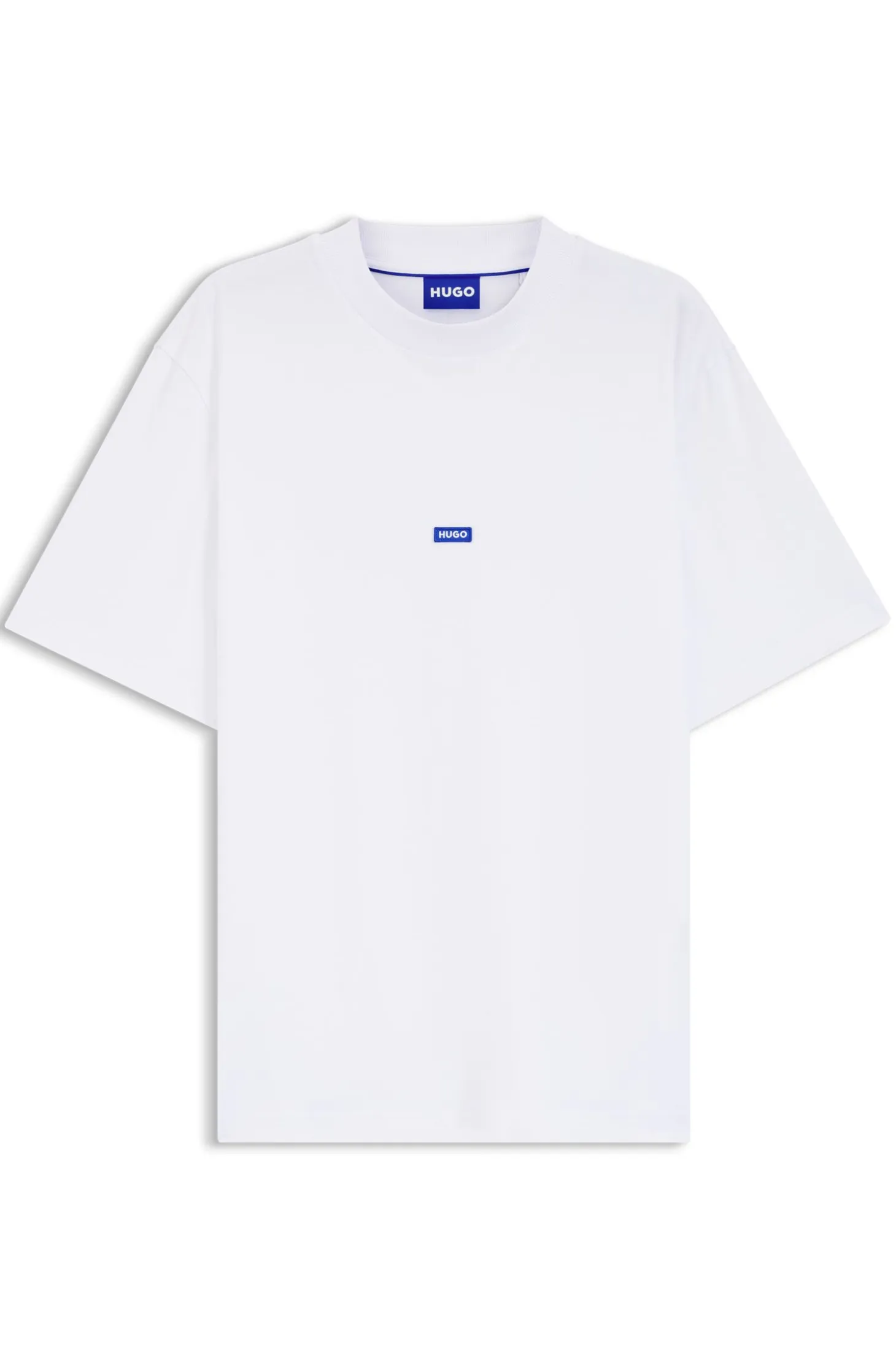 Ribbed-neck cotton T-shirt with logo badge