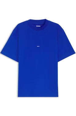 Ribbed-neck cotton T-shirt with logo badge