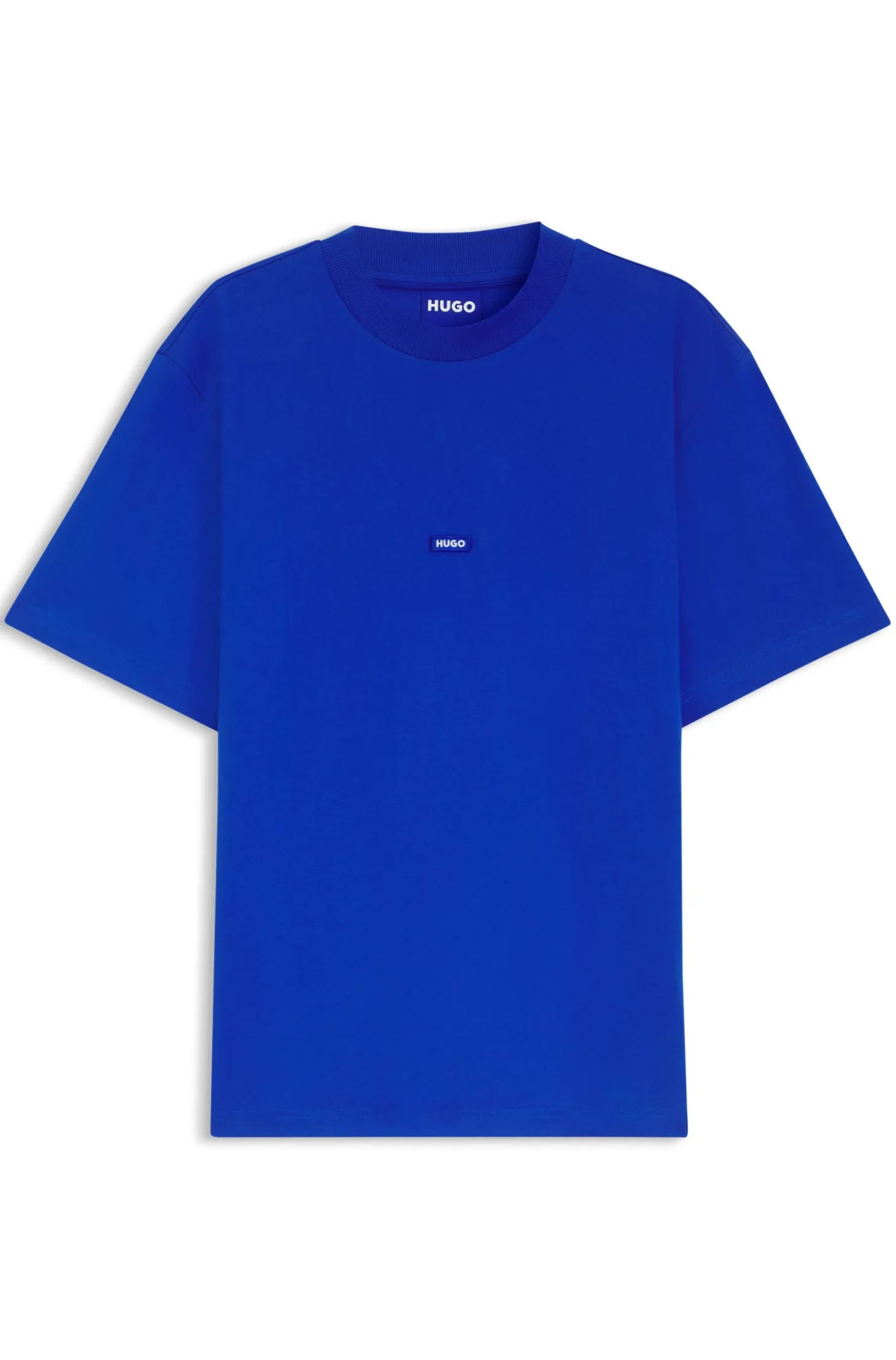 Ribbed-neck cotton T-shirt with logo badge