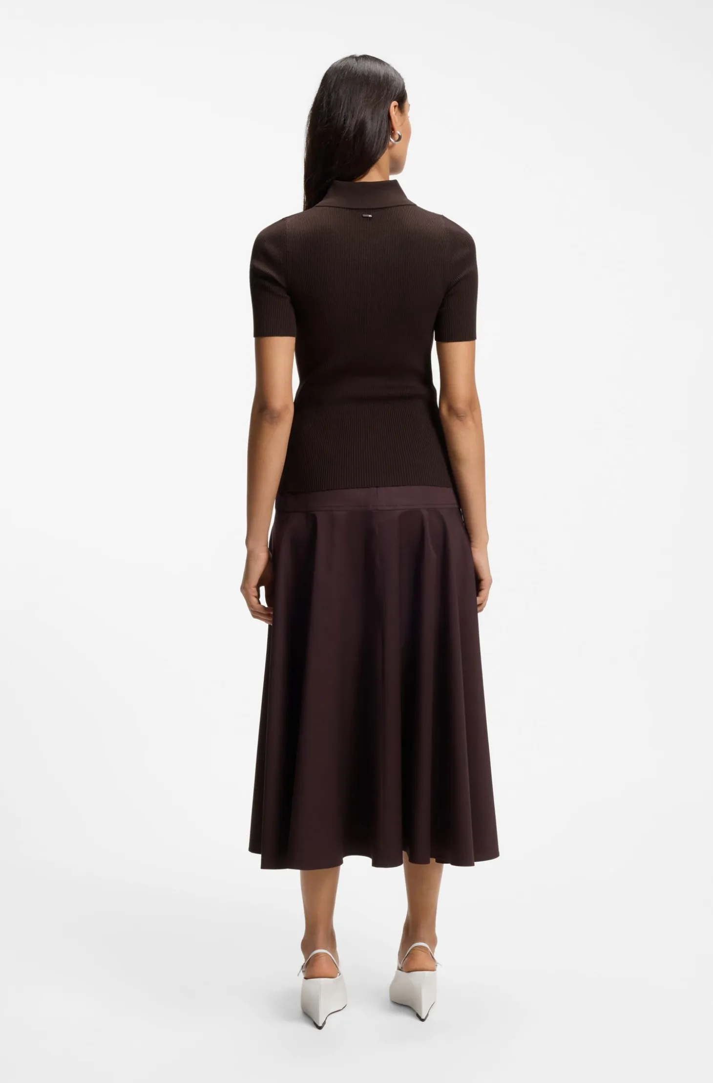 Rib-knit polo in breathable fabric