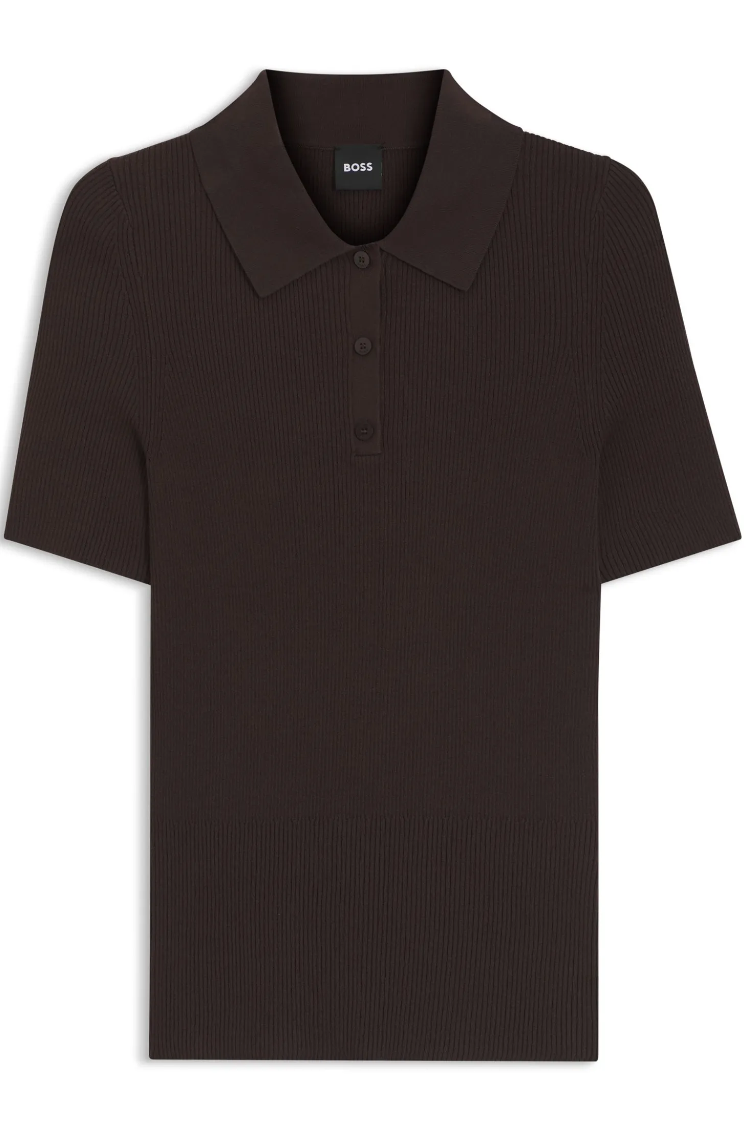 Rib-knit polo in breathable fabric