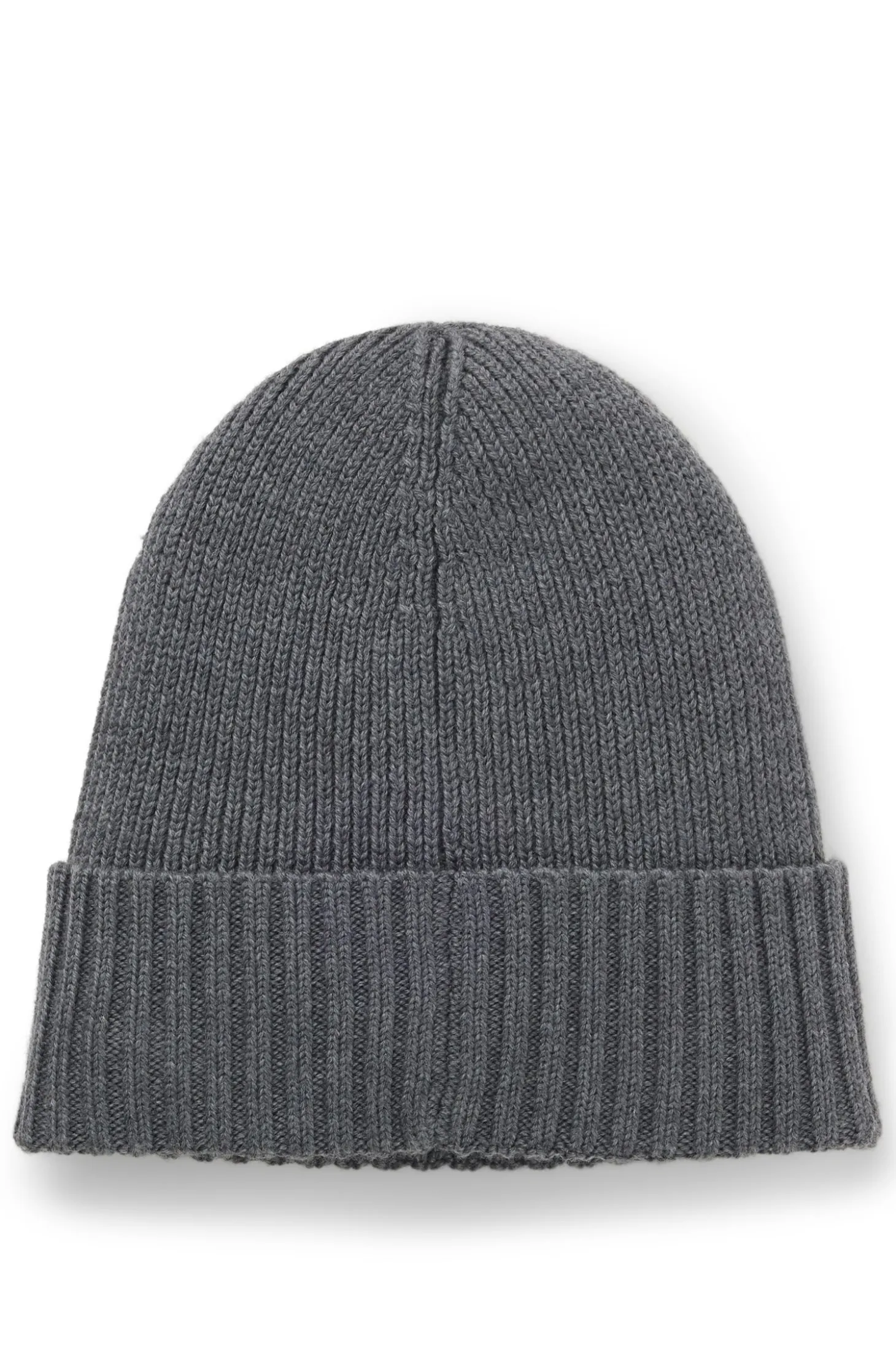 Rib-knit virgin-wool beanie with logo plaque