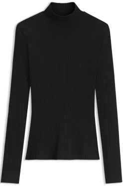 Rollneck top in ribbed stretch jersey with metallic logo