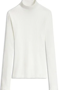 Rollneck top in ribbed stretch jersey with metallic logo