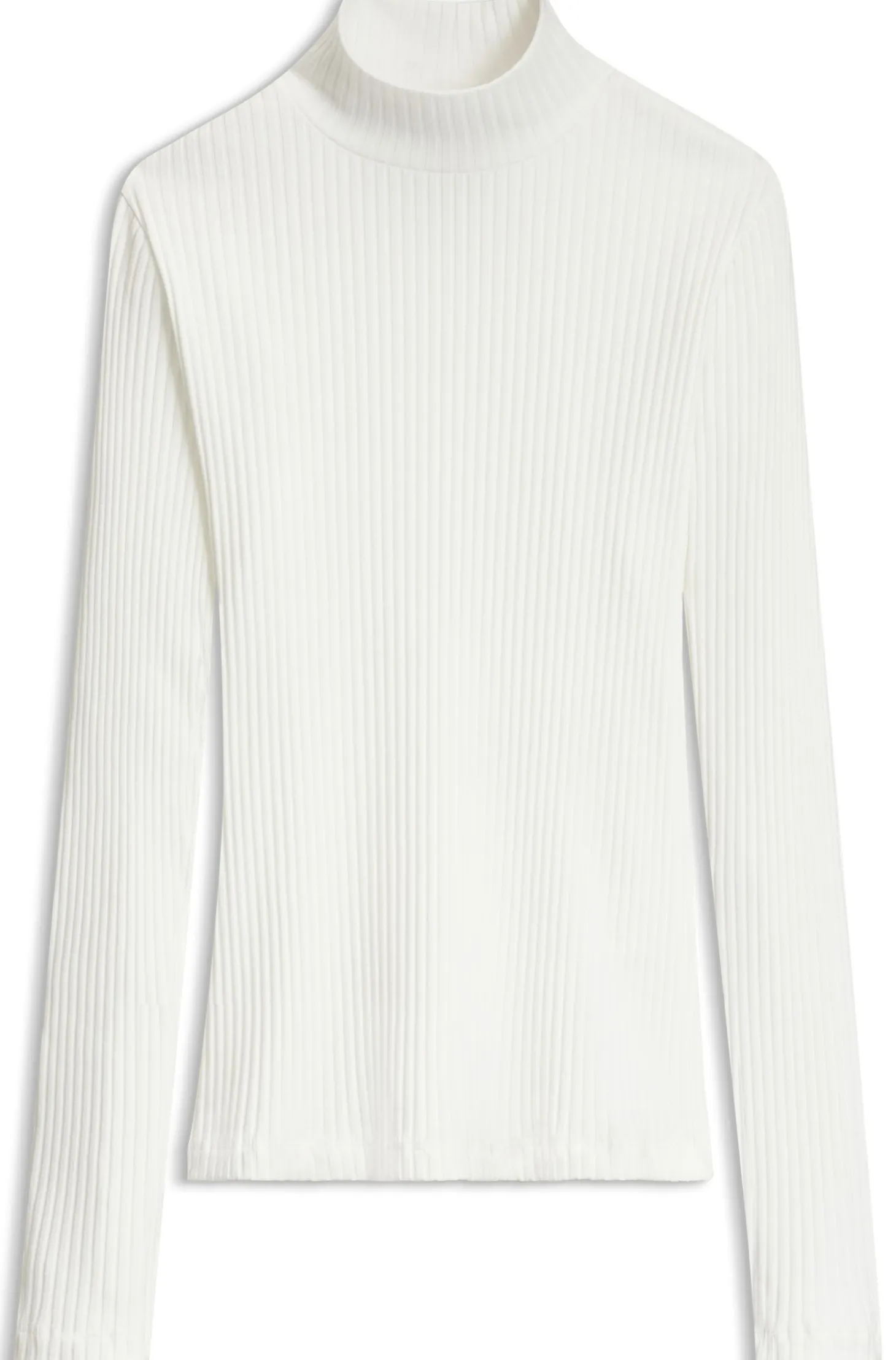 Rollneck top in ribbed stretch jersey with metallic logo