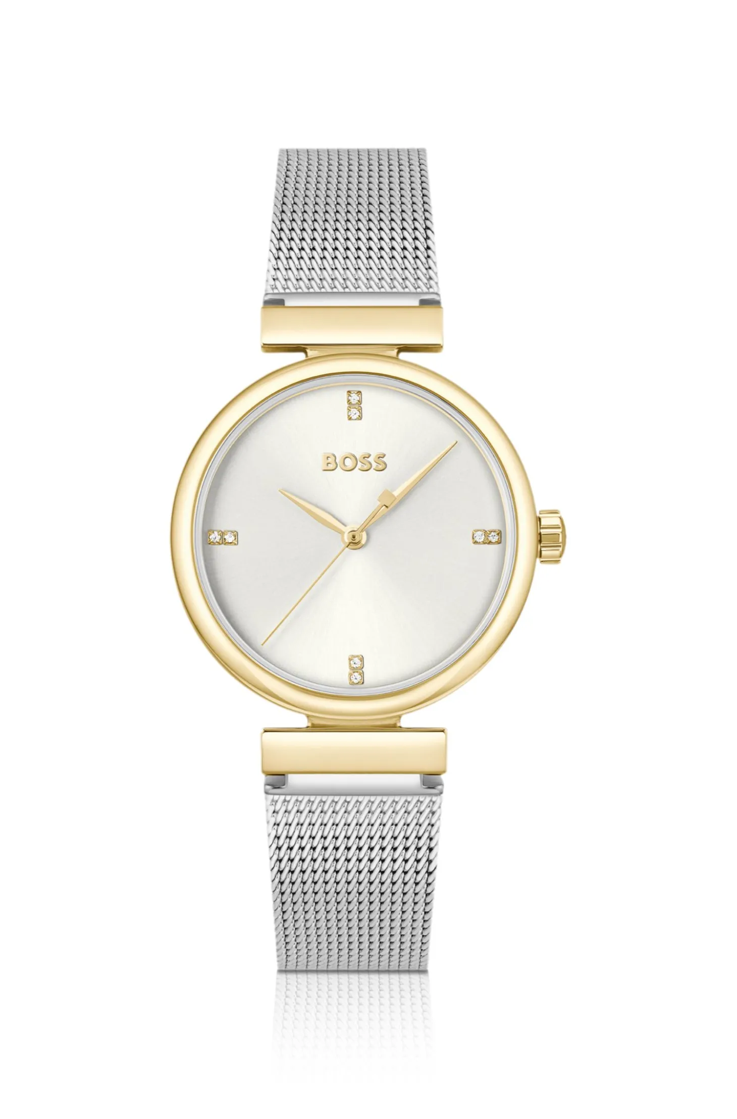 Rosehill gold-tone watch with silver-tone mesh bracelet