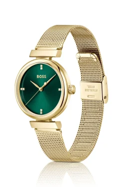 Rosehill gold-tone watch with green dial