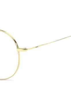 Round gold-tone optical frames with lasered logo