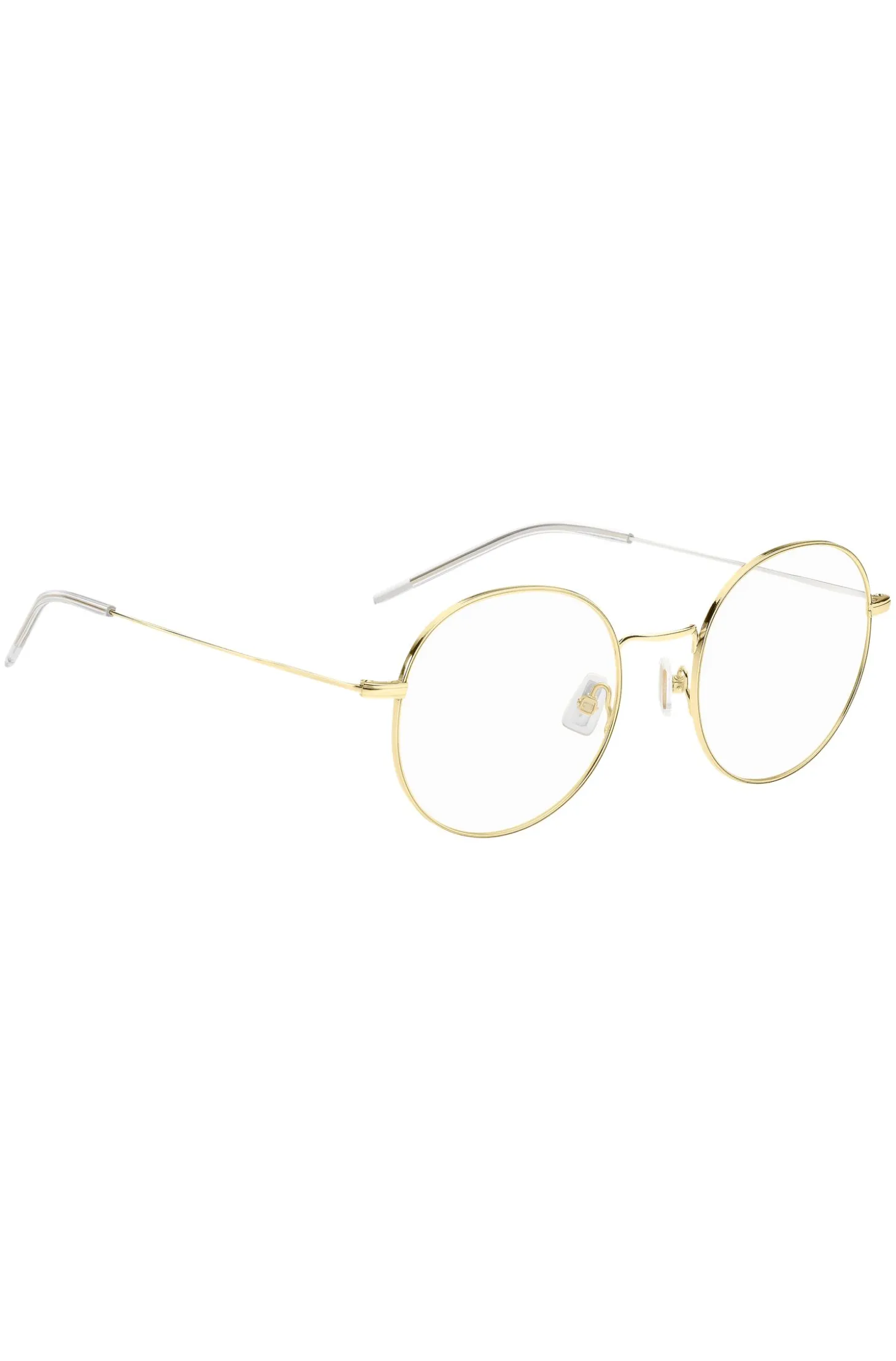 Round gold-tone optical frames with lasered logo