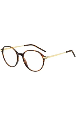 Round Havana-acetate optical frames with gold-tone temples