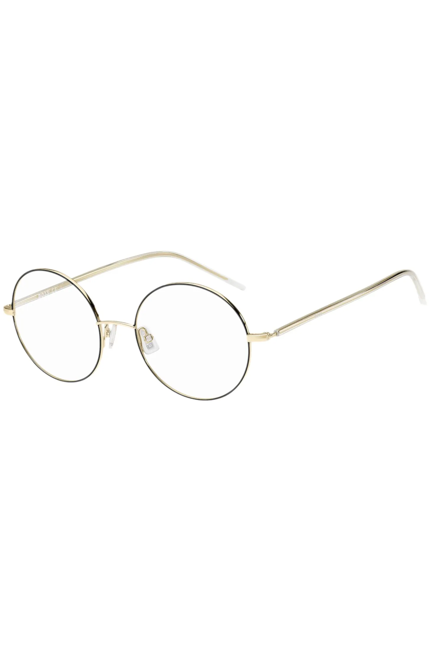 Round optical frames in lightweight titanium with signature hardware