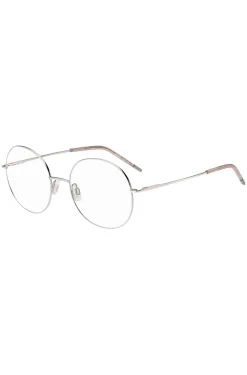 Round optical frames with rose-coloured trims