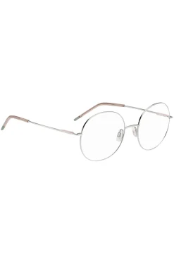 Round optical frames with rose-coloured trims