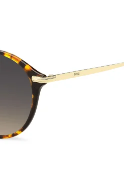 Round sunglasses in Havana acetate with gold-tone temples
