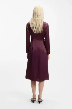 Satin midi dress with drape detail