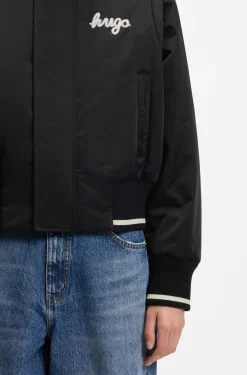 Satin varsity bomber jacket with padded comfort
