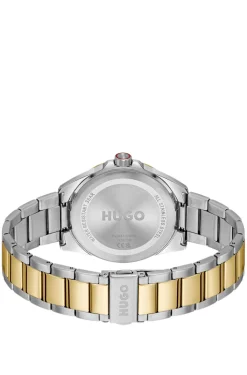 Seam two-tone watch with black textured dial