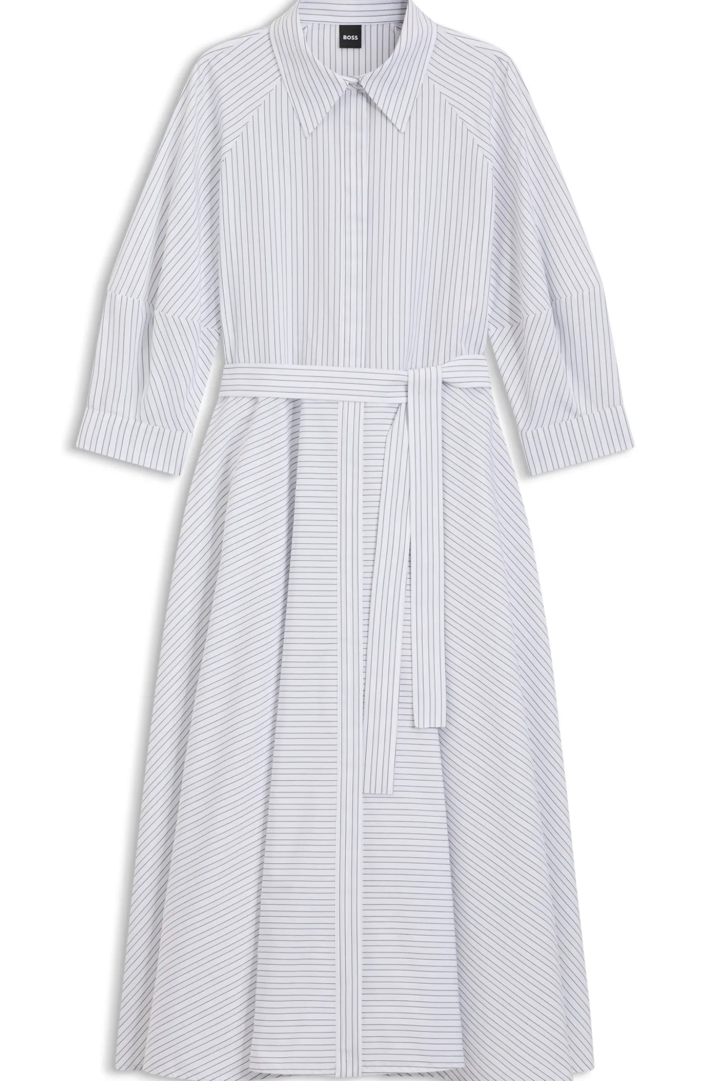 Shirt dress in striped cotton poplin