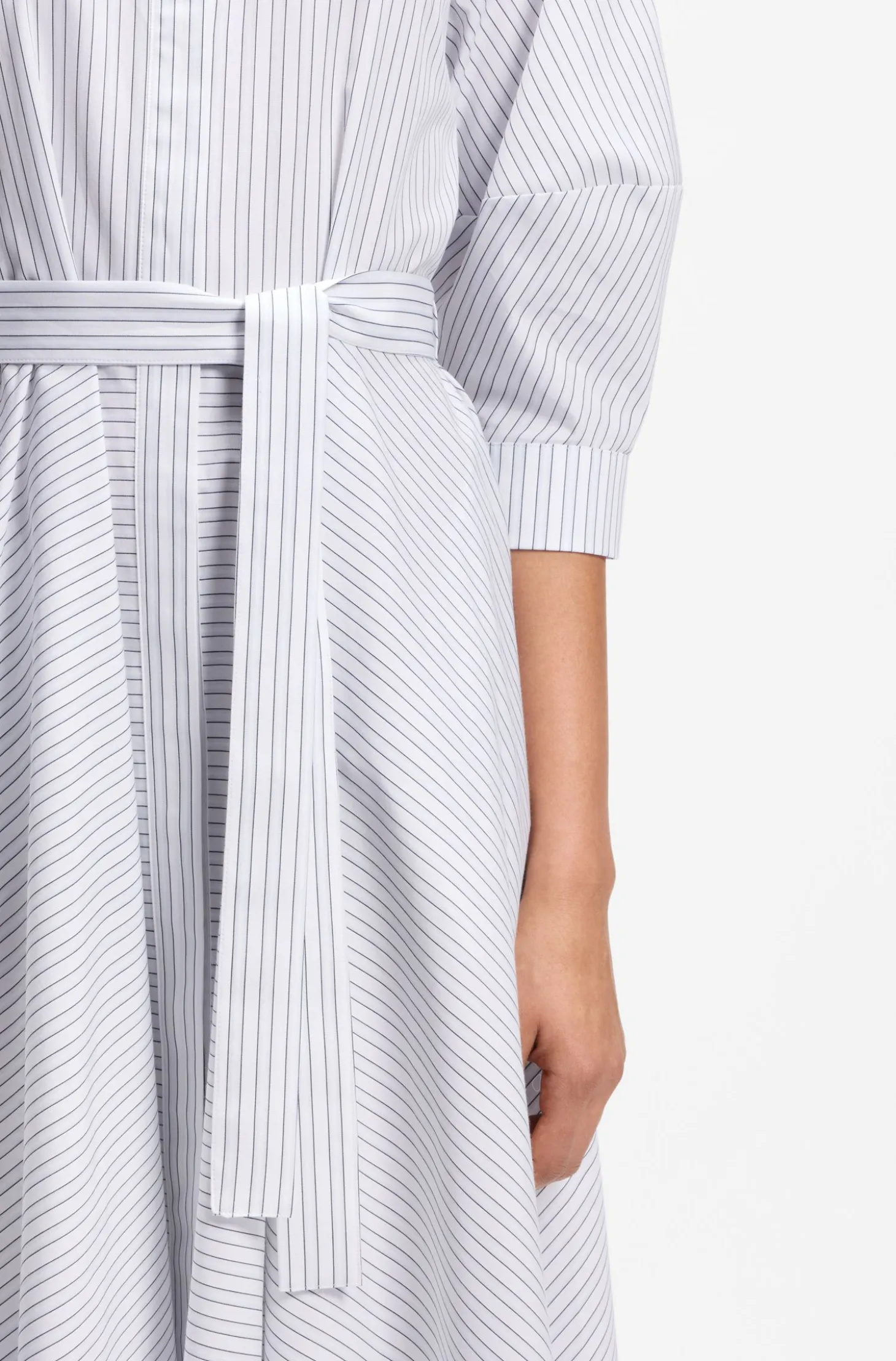 Shirt dress in striped cotton poplin