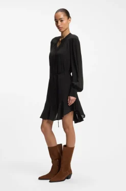 Shirt-style dress in crepe de chine