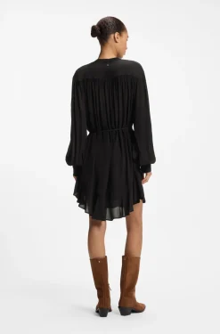Shirt-style dress in crepe de chine