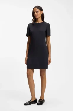 Short-sleeved dress in Japanese crepe