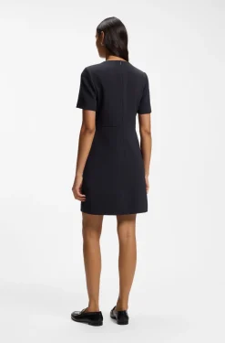 Short-sleeved dress in Japanese crepe