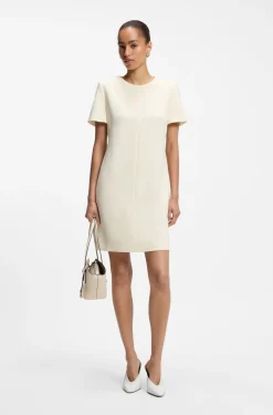 Short-sleeved dress in Japanese crepe