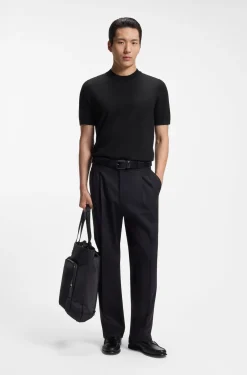 Short-sleeved knit T-shirt in merino wool