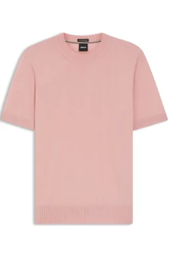 Short-sleeved knit T-shirt in merino wool
