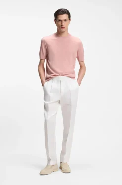 Short-sleeved knit T-shirt in merino wool