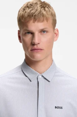 Short-sleeved regular-fit shirt in cotton piqué