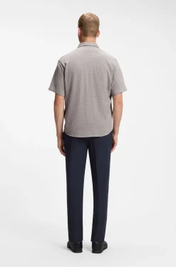 Short-sleeved regular-fit shirt in cotton piqué
