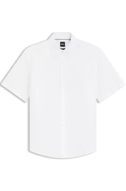 Short-sleeved shirt in a cotton and linen blend