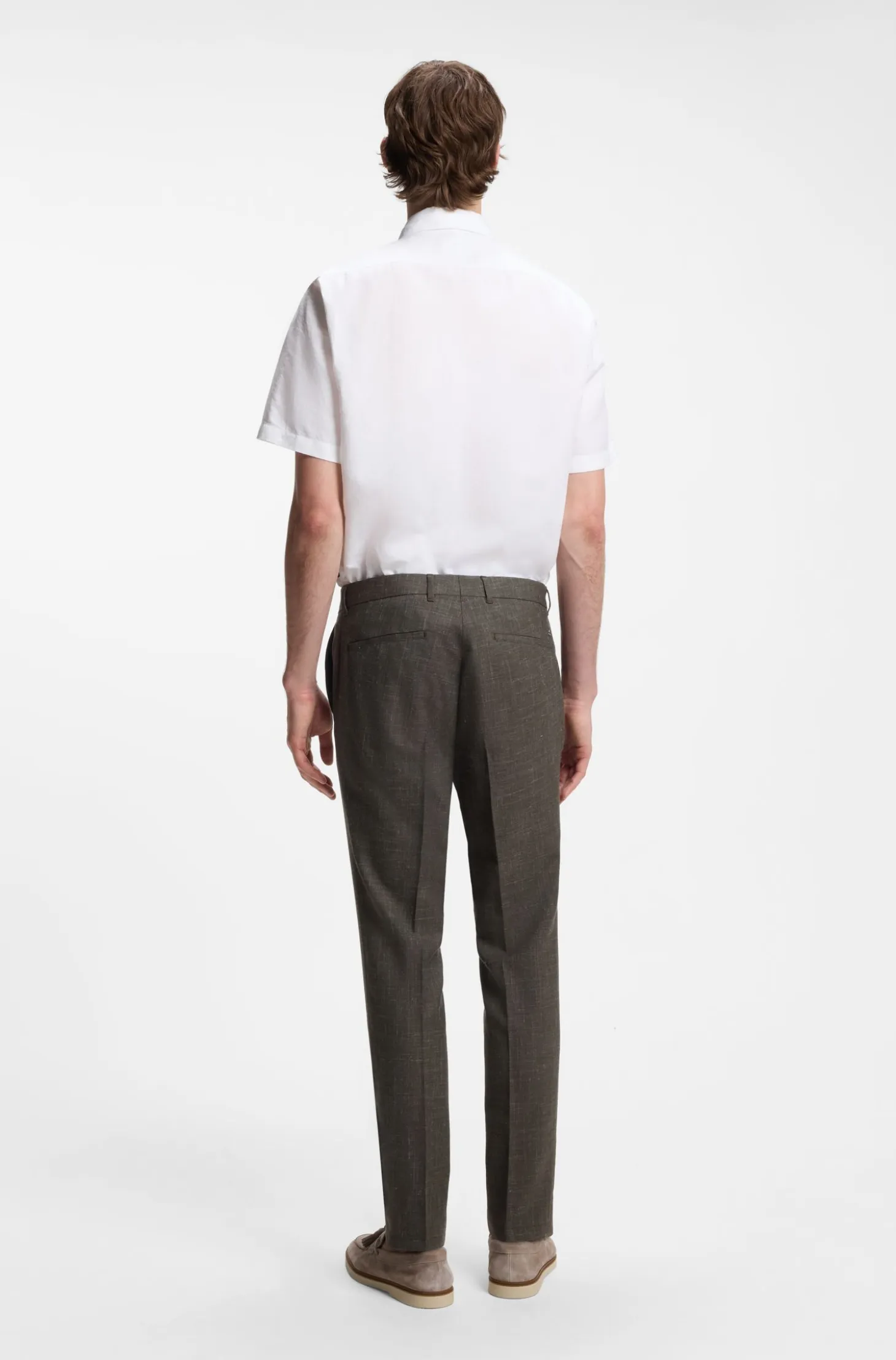Short-sleeved shirt in a cotton and linen blend